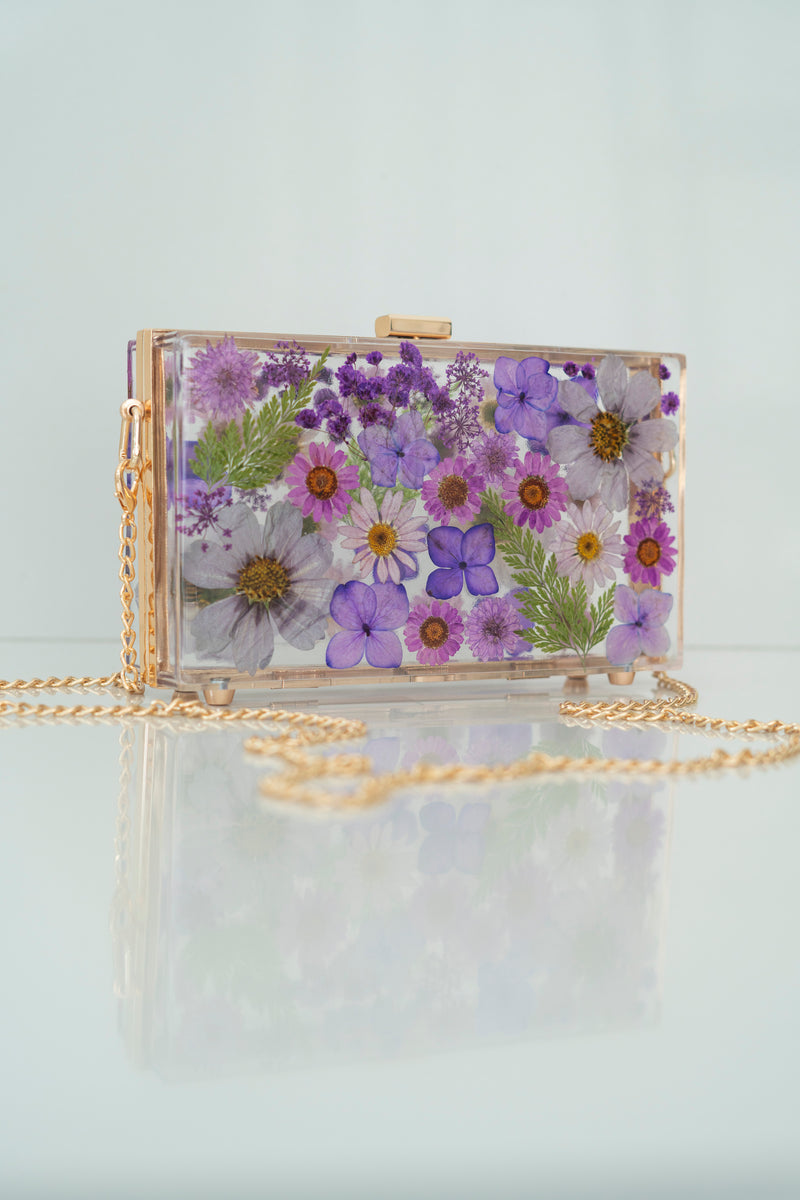 DARK PURPLE FLORAL CLUTCH