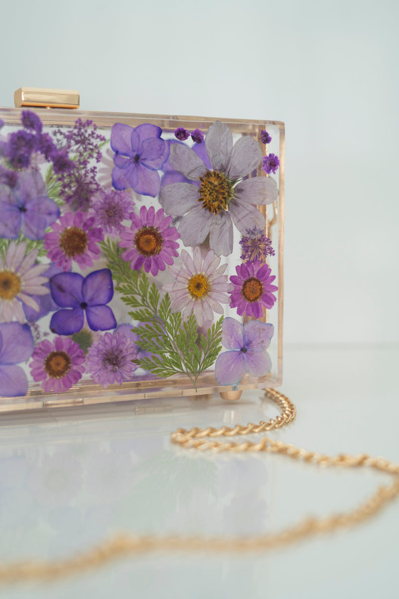 DARK PURPLE FLORAL CLUTCH