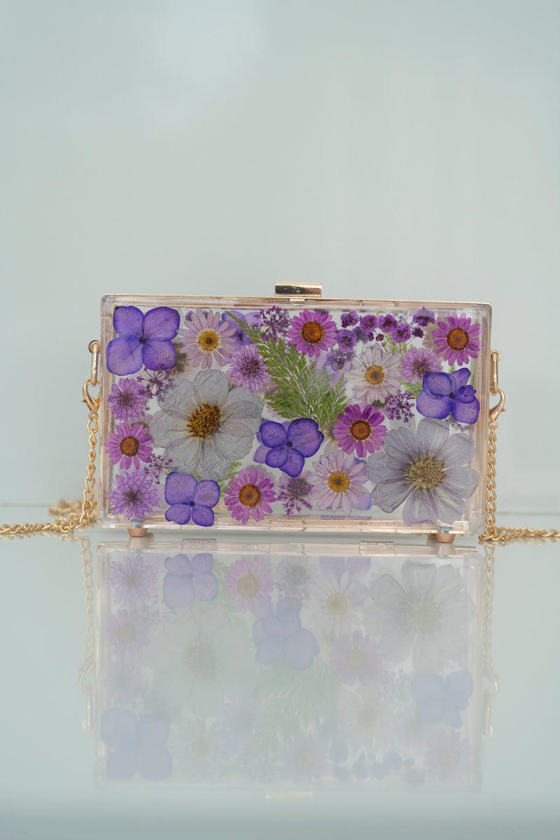 DARK PURPLE FLORAL CLUTCH