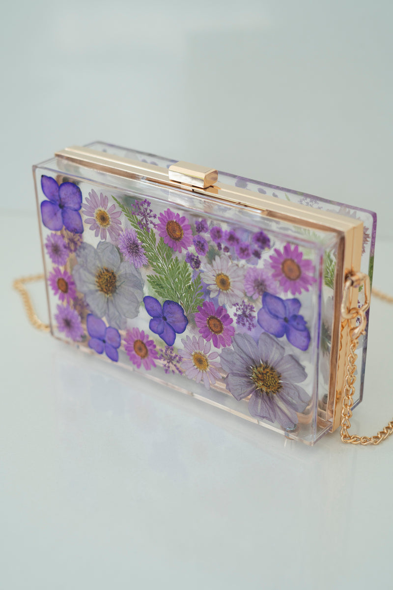 DARK PURPLE FLORAL CLUTCH