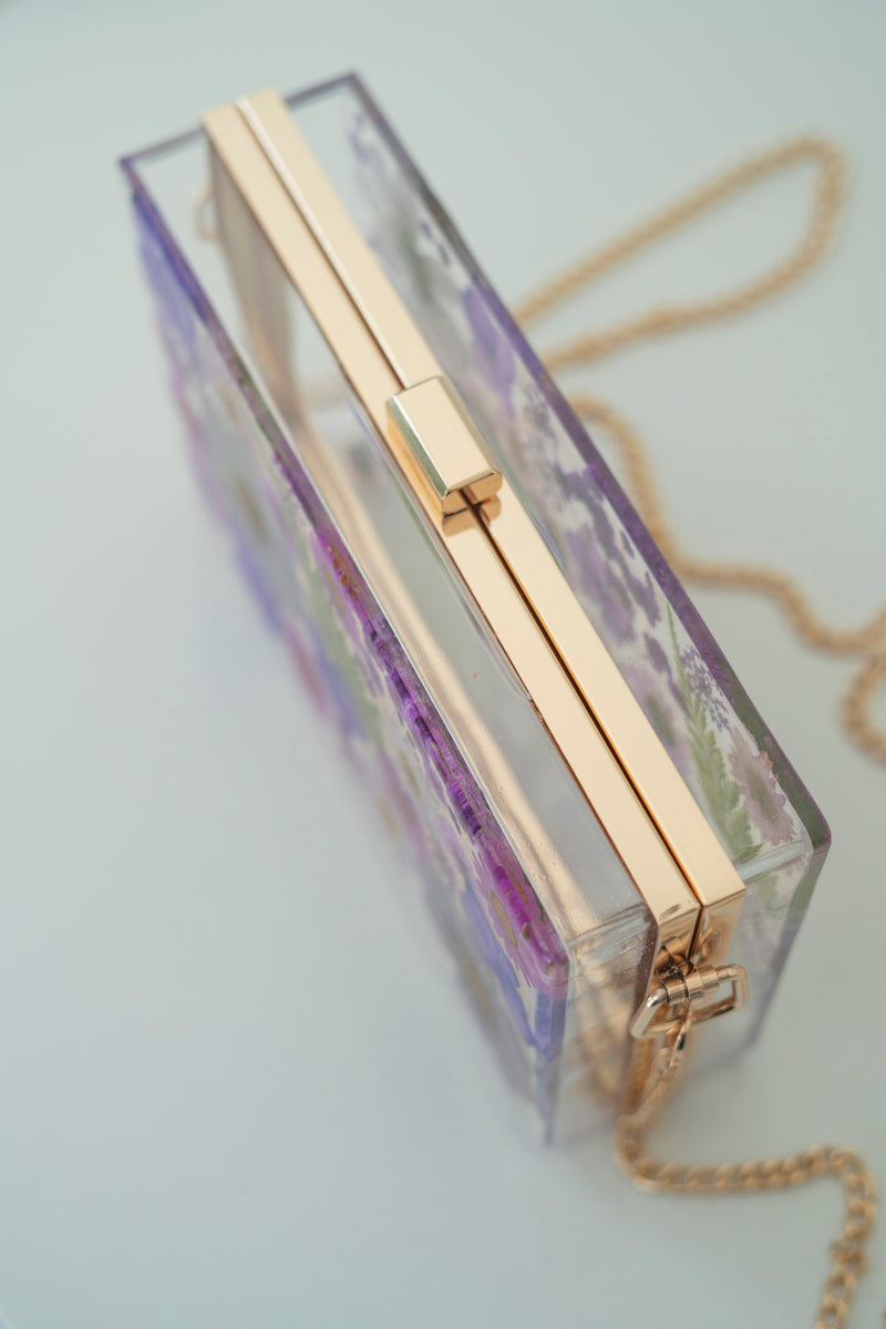 DARK PURPLE FLORAL CLUTCH