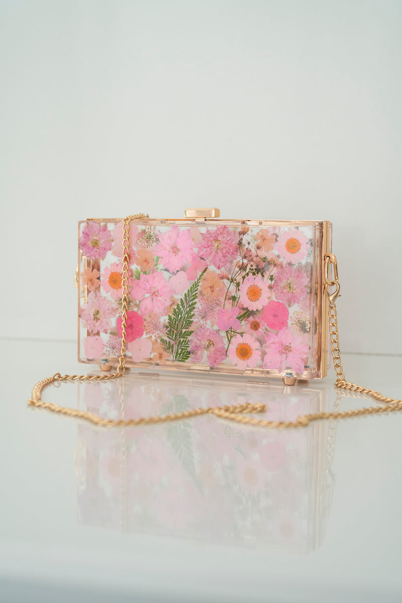 PINK FLORAL CLUTCH