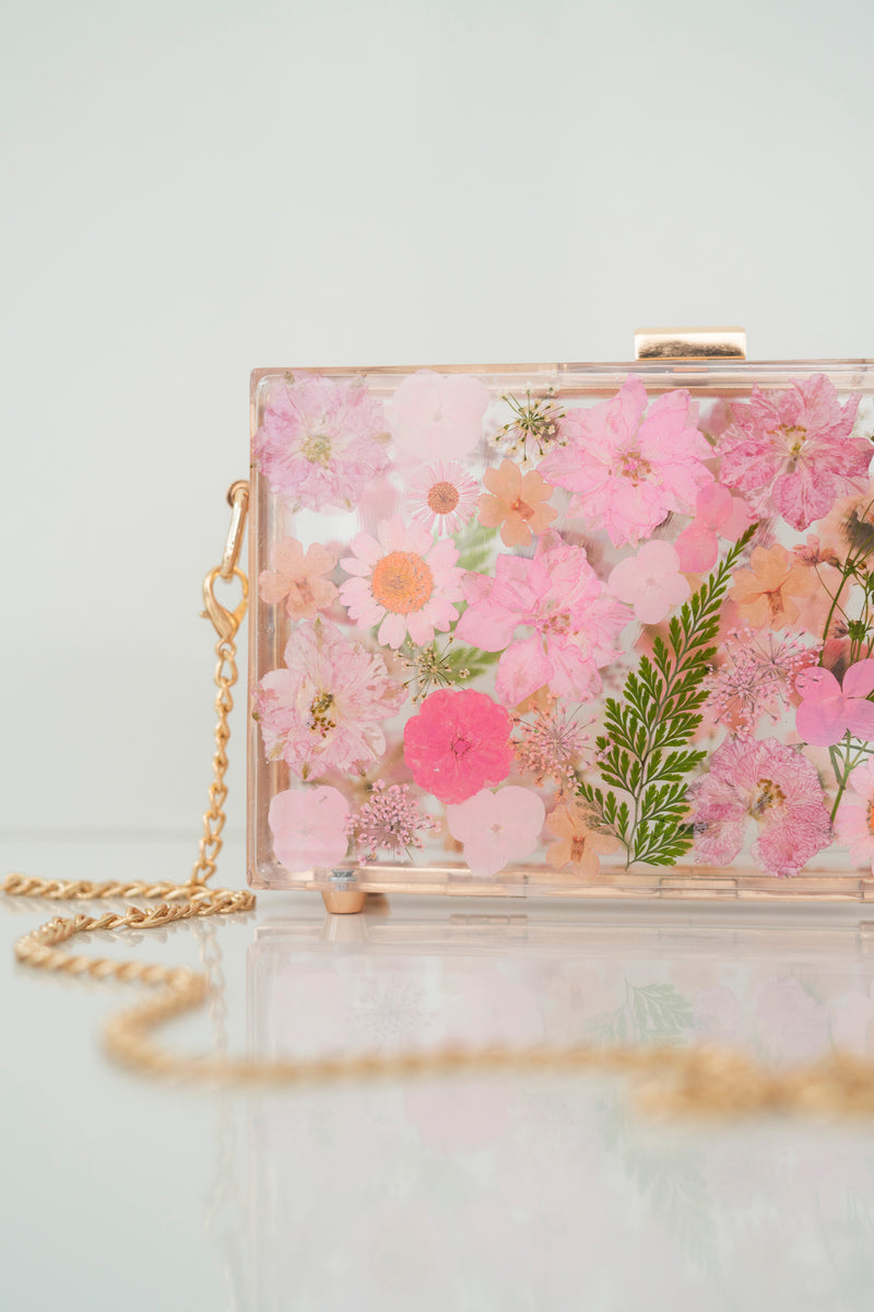PINK FLORAL CLUTCH