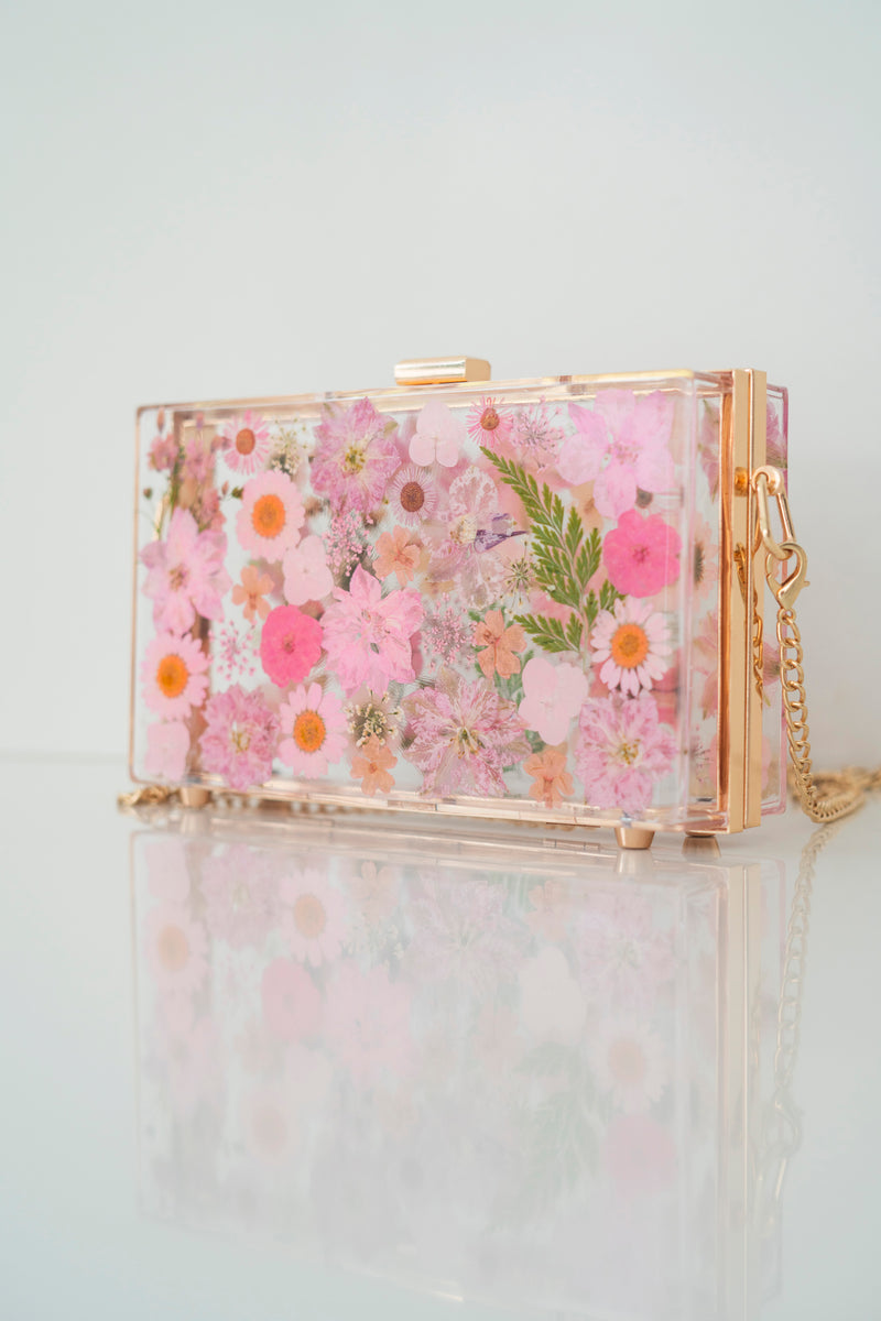 PINK FLORAL CLUTCH