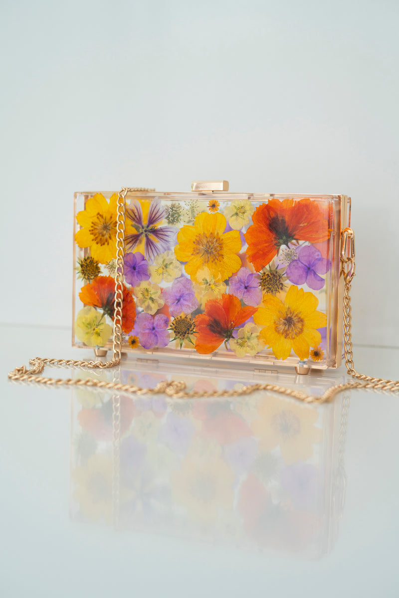 THE SUNSET FLORAL CLUTCH