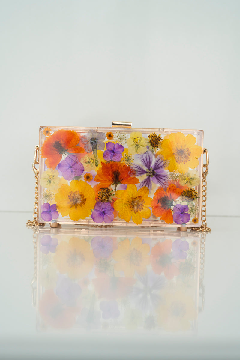 THE SUNSET FLORAL CLUTCH