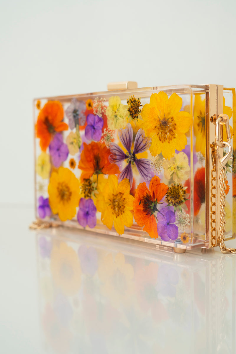 THE SUNSET FLORAL CLUTCH