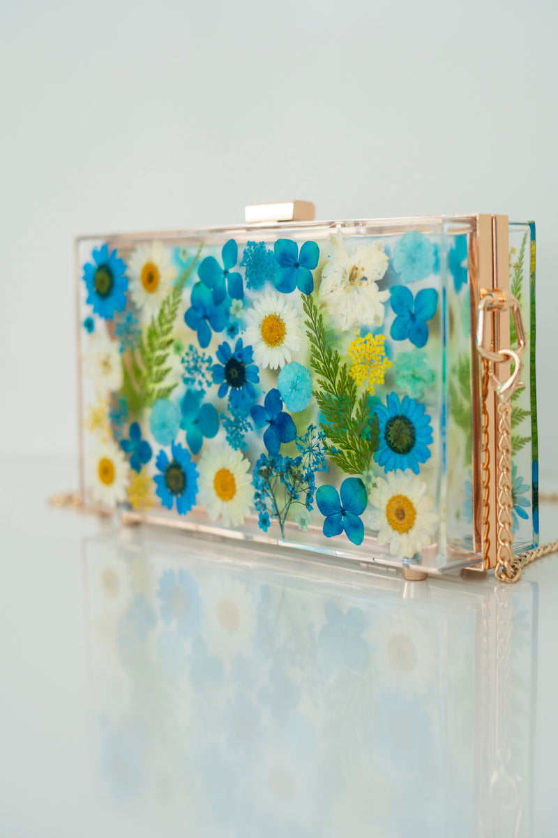 BLUE FLORAL CLUTCH