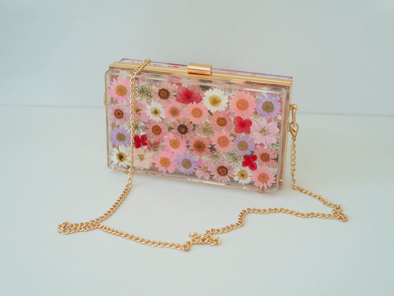 OLD ROSE FLORAL CLUTCH