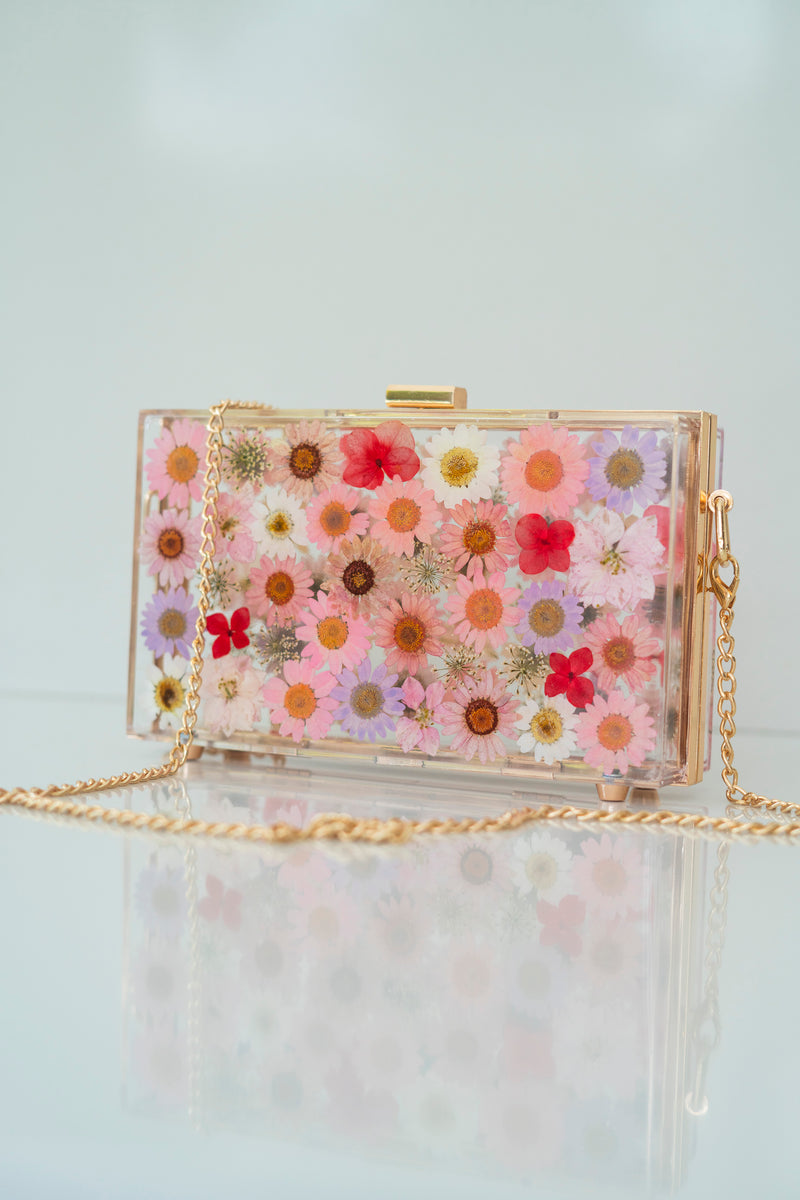 OLD ROSE FLORAL CLUTCH