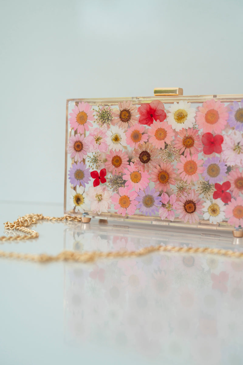 OLD ROSE FLORAL CLUTCH