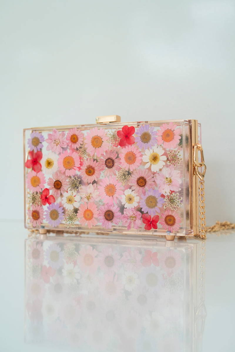 OLD ROSE FLORAL CLUTCH