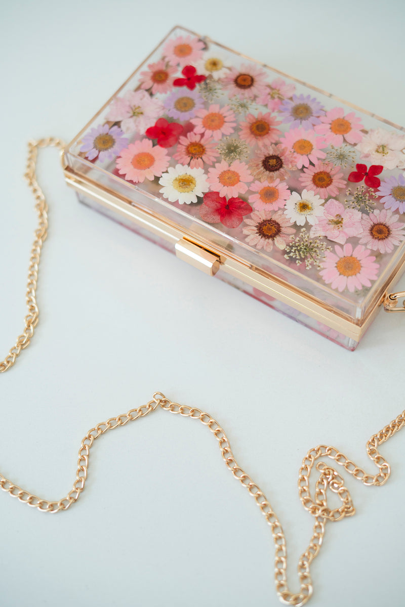 OLD ROSE FLORAL CLUTCH