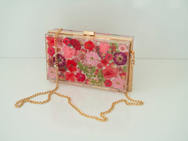 RED FLORAL CLUTCH