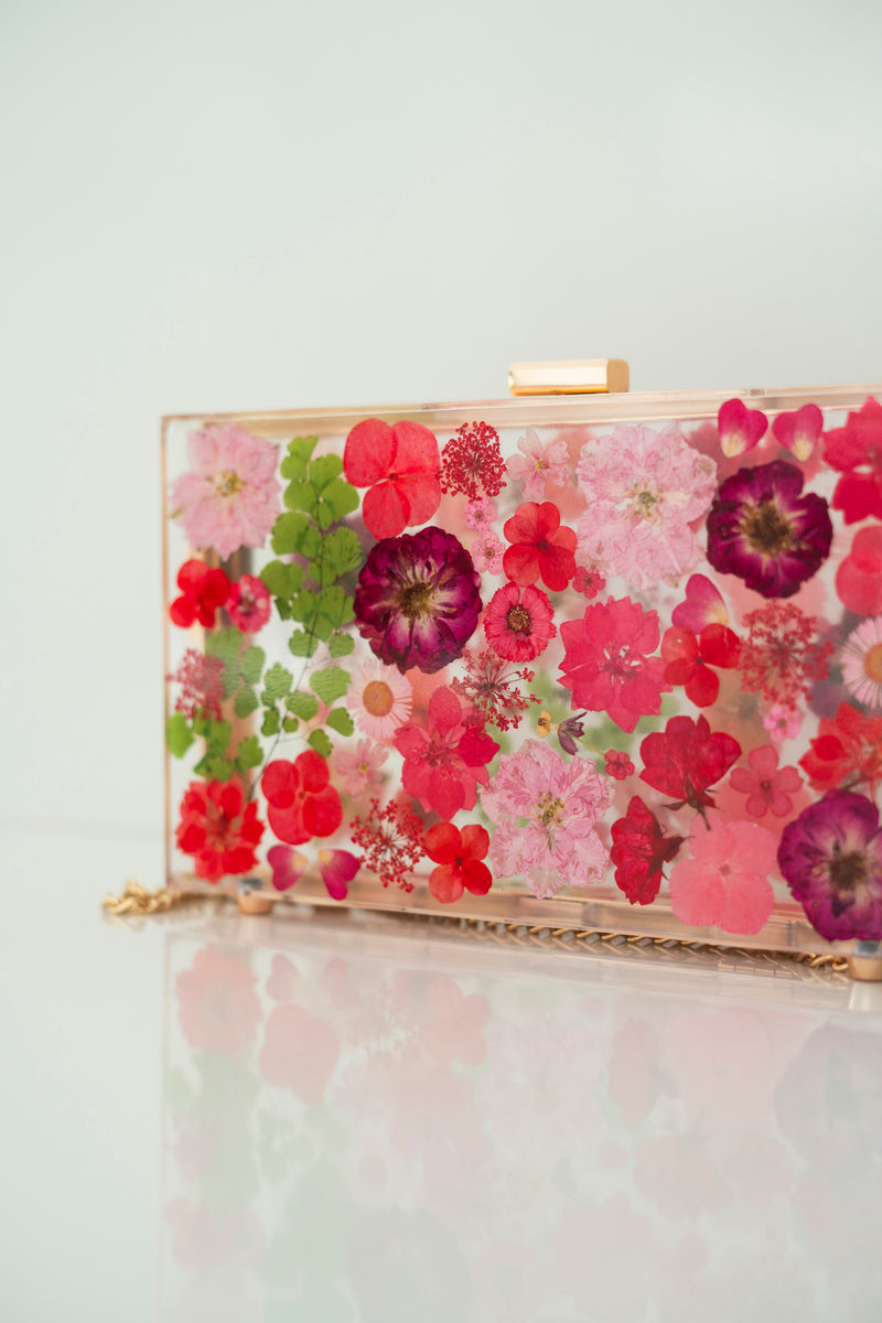 RED FLORAL CLUTCH