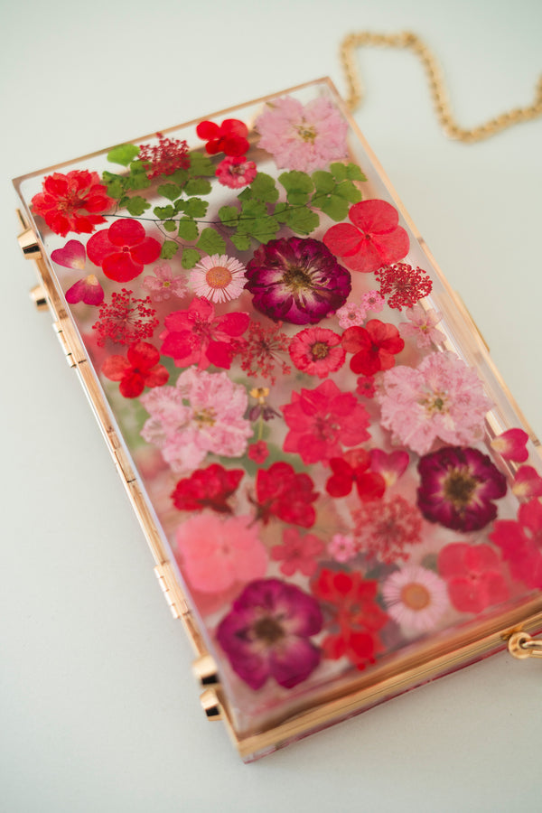 RED FLORAL CLUTCH