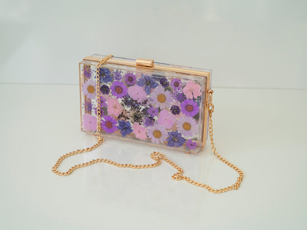 DARK PURPLE FLORAL CLUTCH