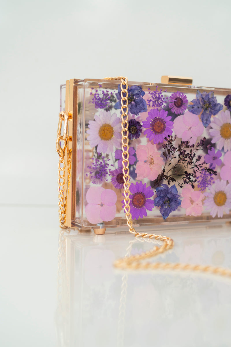 DARK PURPLE FLORAL CLUTCH