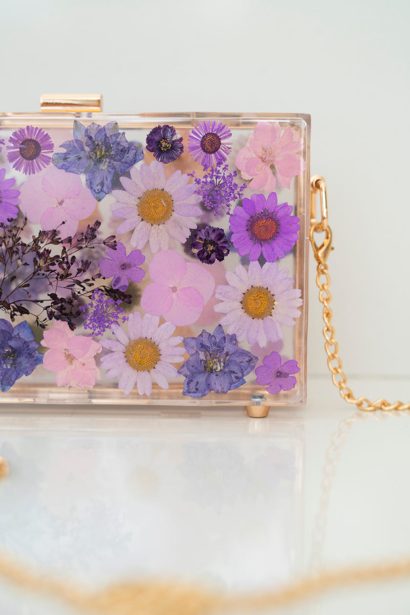 DARK PURPLE FLORAL CLUTCH