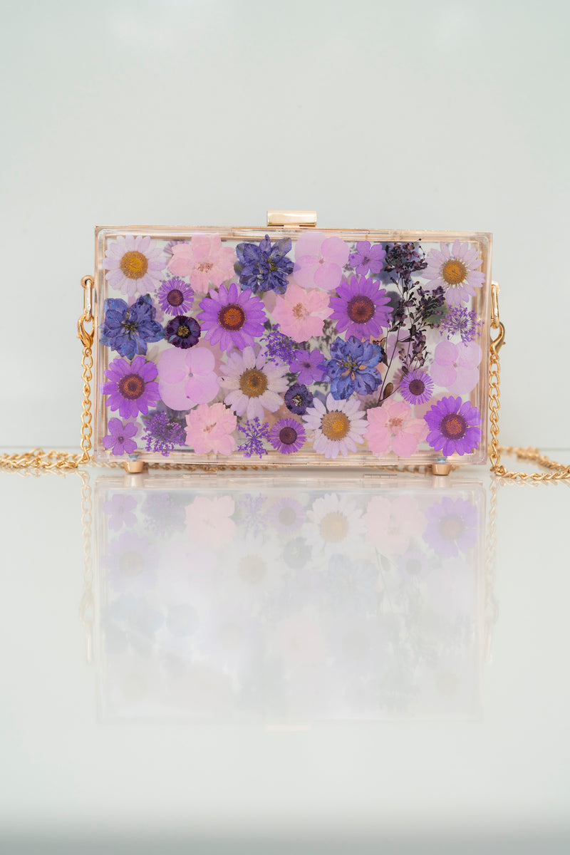 DARK PURPLE FLORAL CLUTCH
