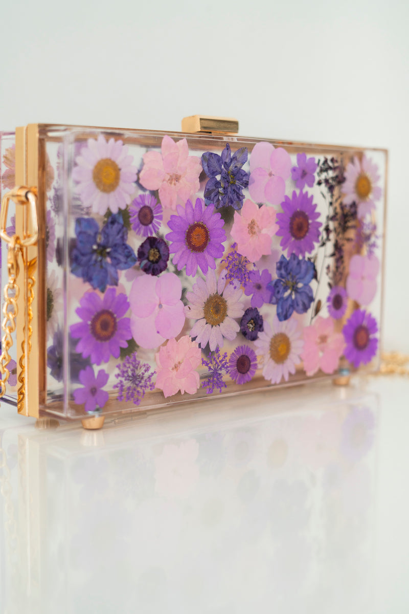 DARK PURPLE FLORAL CLUTCH