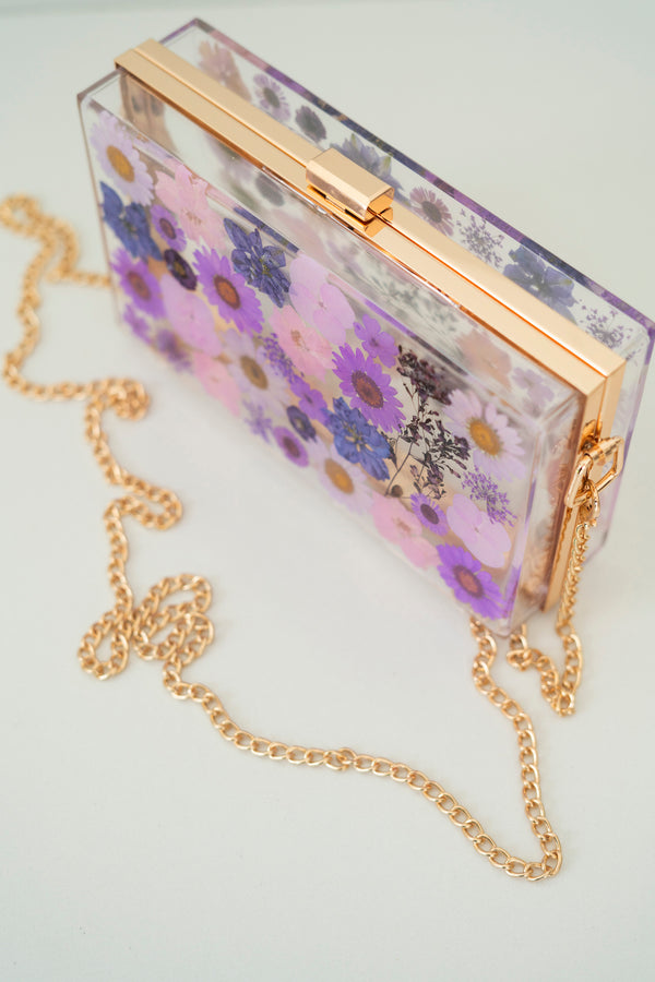 DARK PURPLE FLORAL CLUTCH