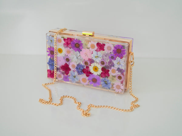 PURPLE FLORAL CLUTCH