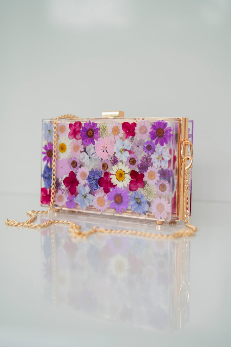 PURPLE FLORAL CLUTCH