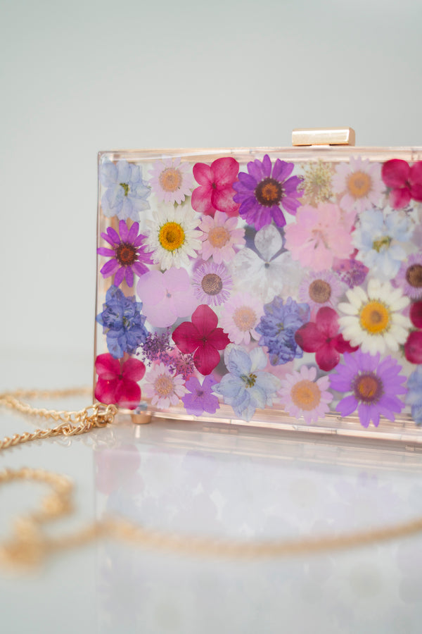 PURPLE FLORAL CLUTCH