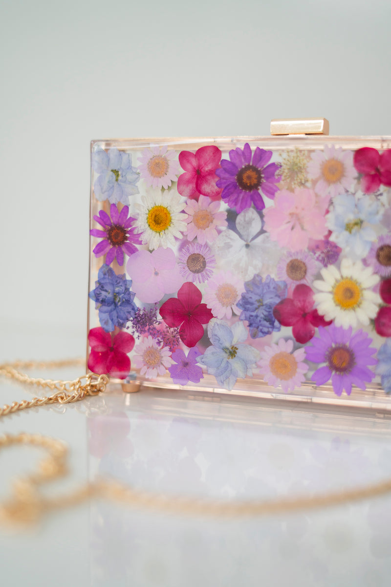 PURPLE FLORAL CLUTCH