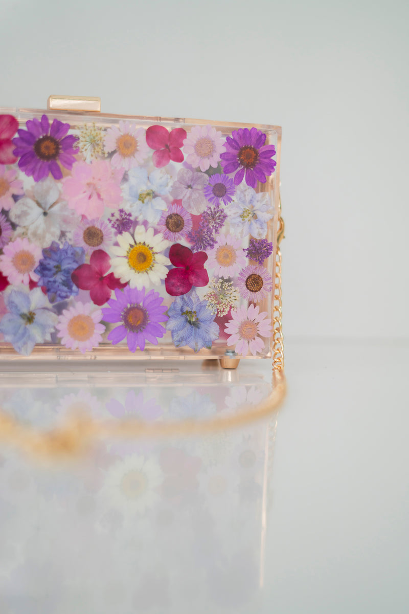 PURPLE FLORAL CLUTCH