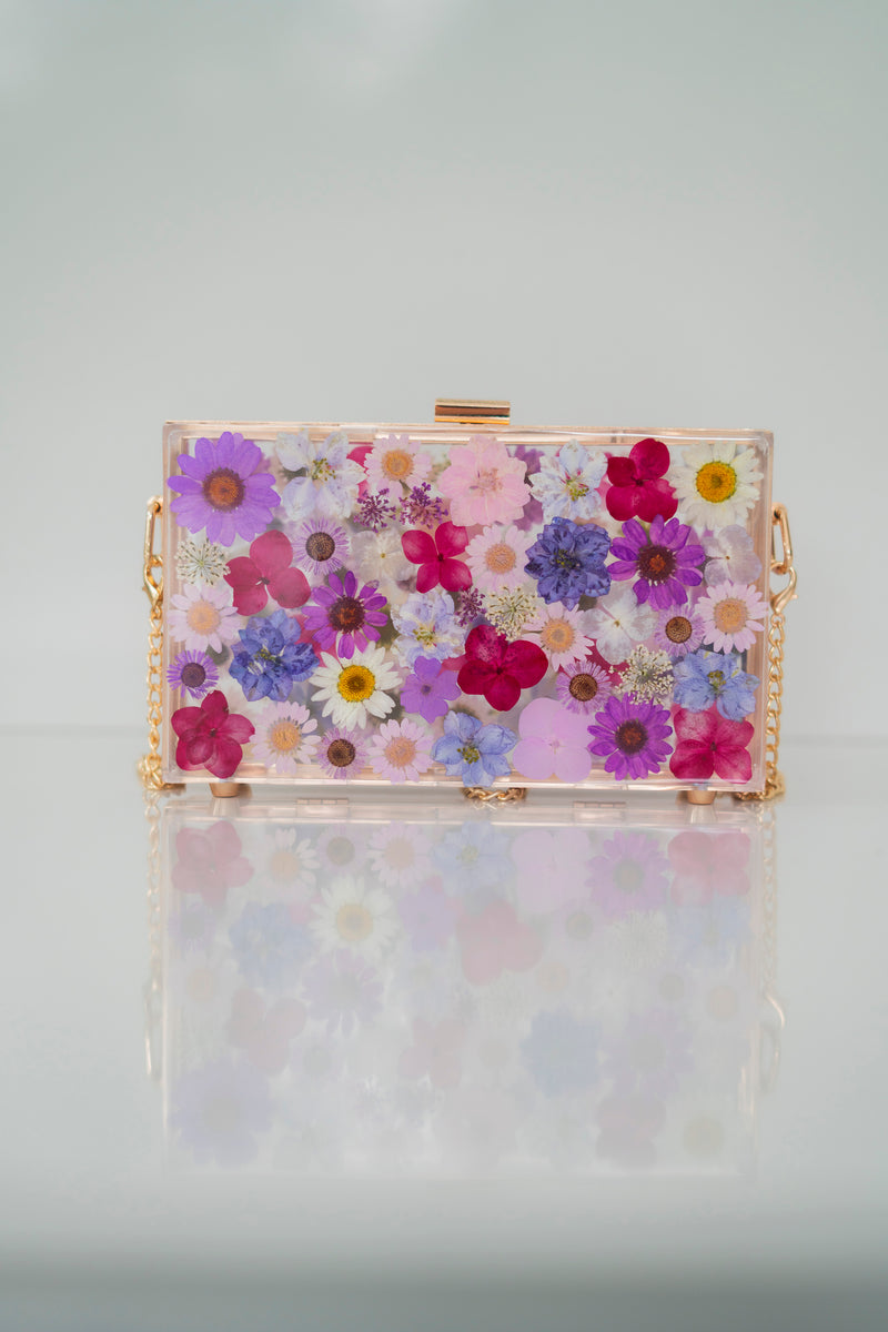 PURPLE FLORAL CLUTCH