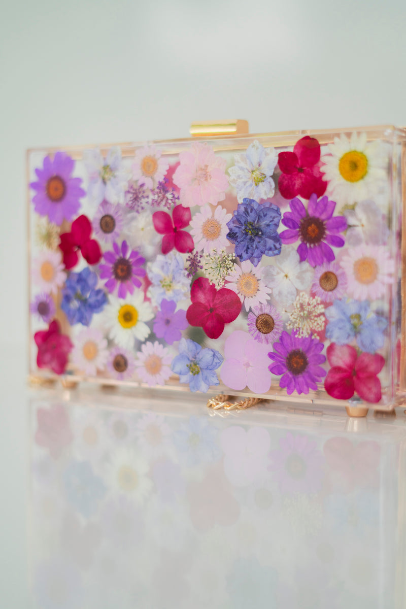 PURPLE FLORAL CLUTCH