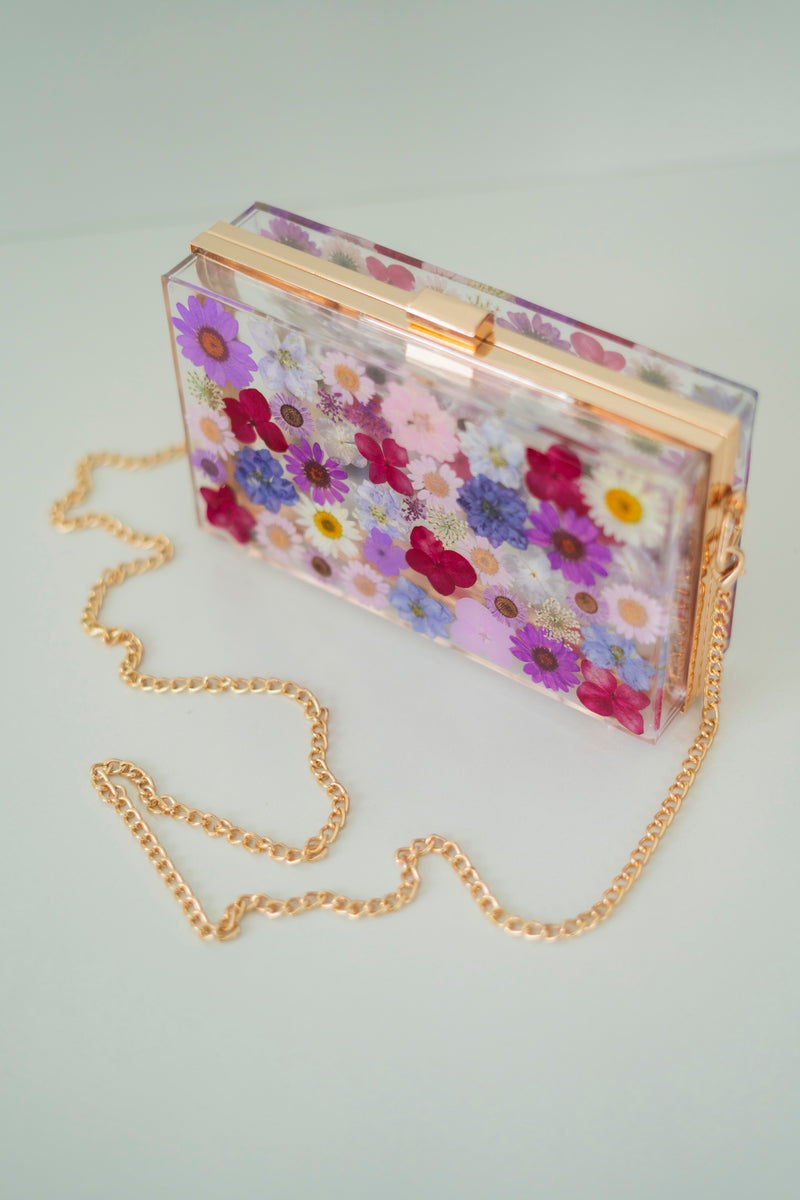 PURPLE FLORAL CLUTCH