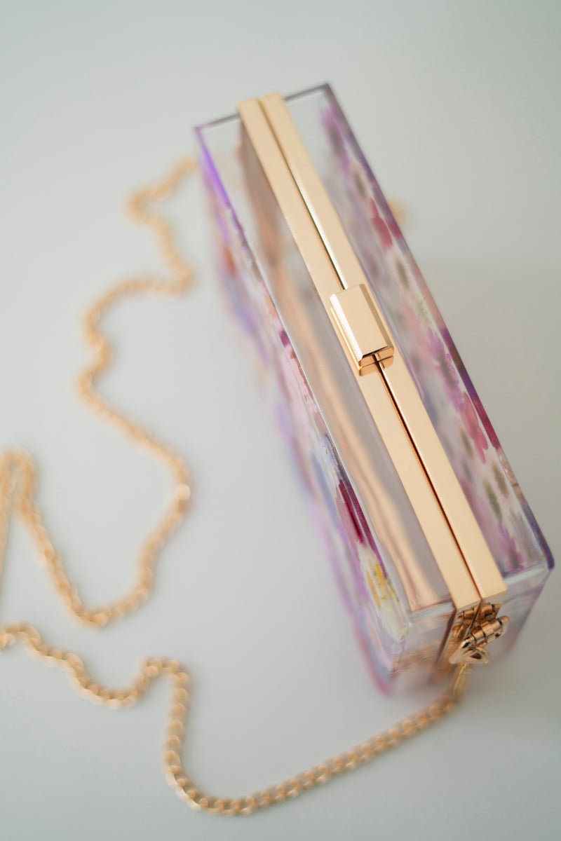 PURPLE FLORAL CLUTCH