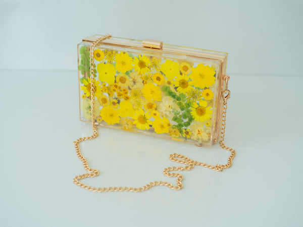 YELLOW FLORAL CLUTCH