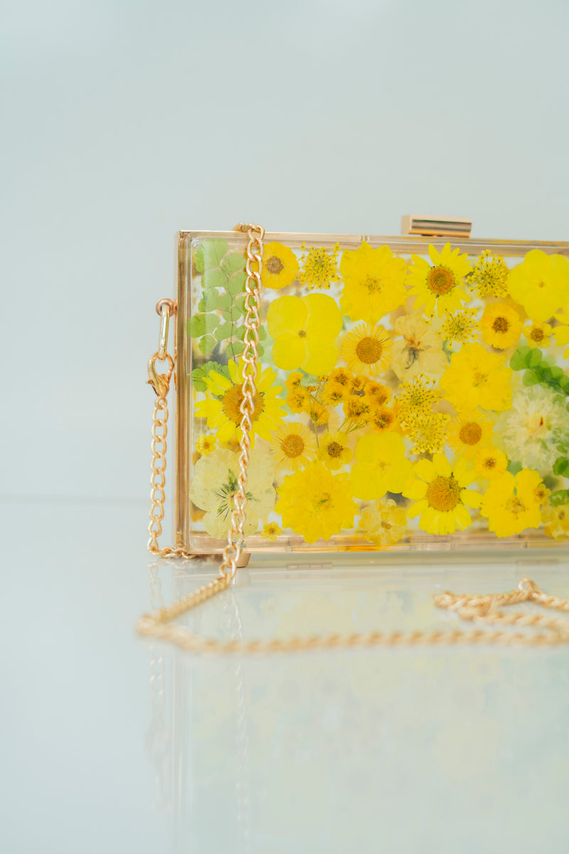 YELLOW FLORAL CLUTCH
