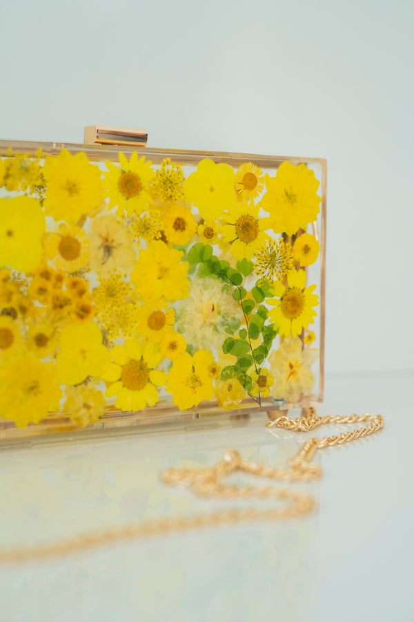 YELLOW FLORAL CLUTCH
