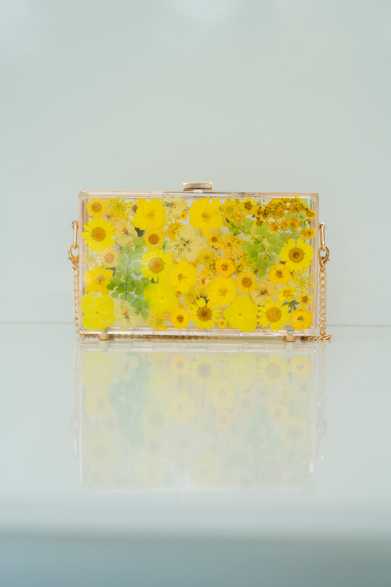 YELLOW FLORAL CLUTCH