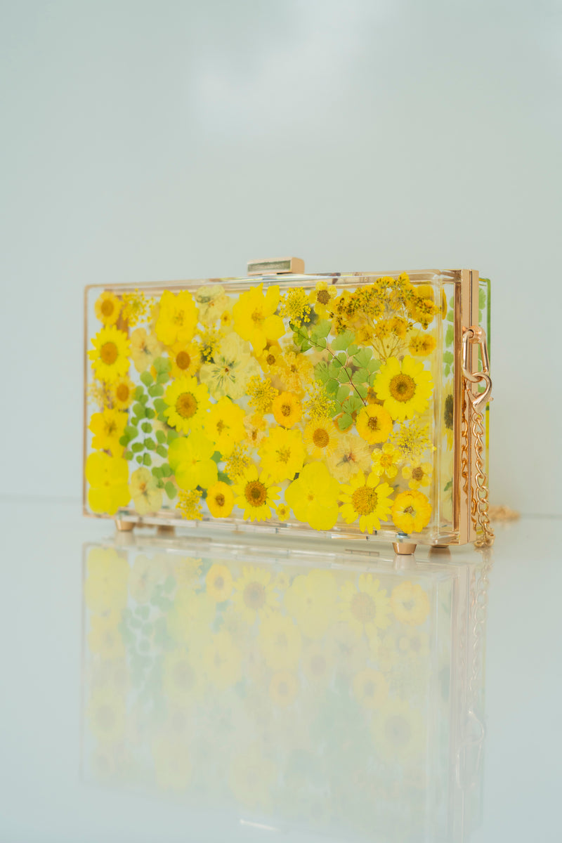 YELLOW FLORAL CLUTCH