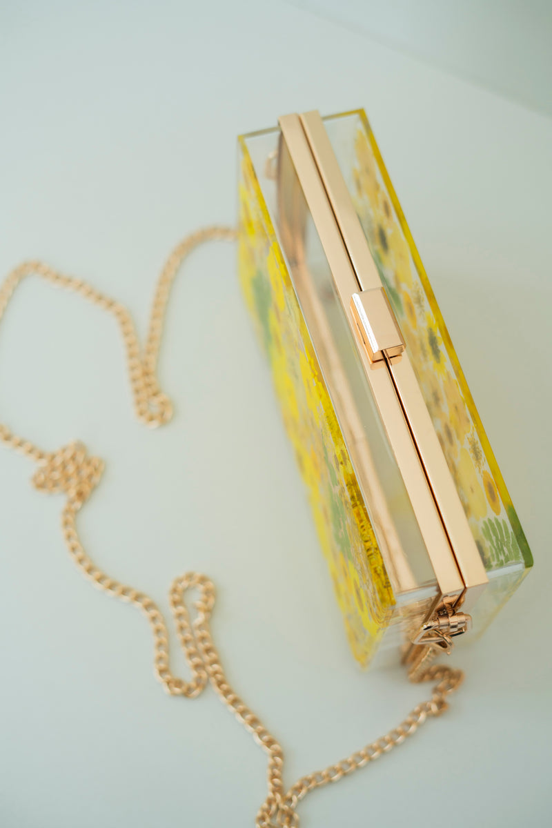 YELLOW FLORAL CLUTCH