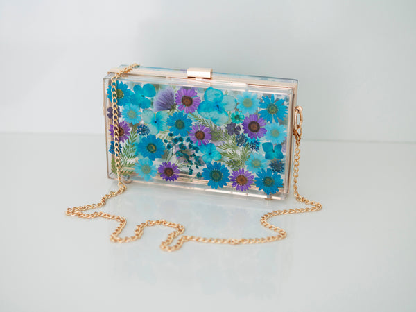 BLUE/PURPLE FLORAL CLUTCH