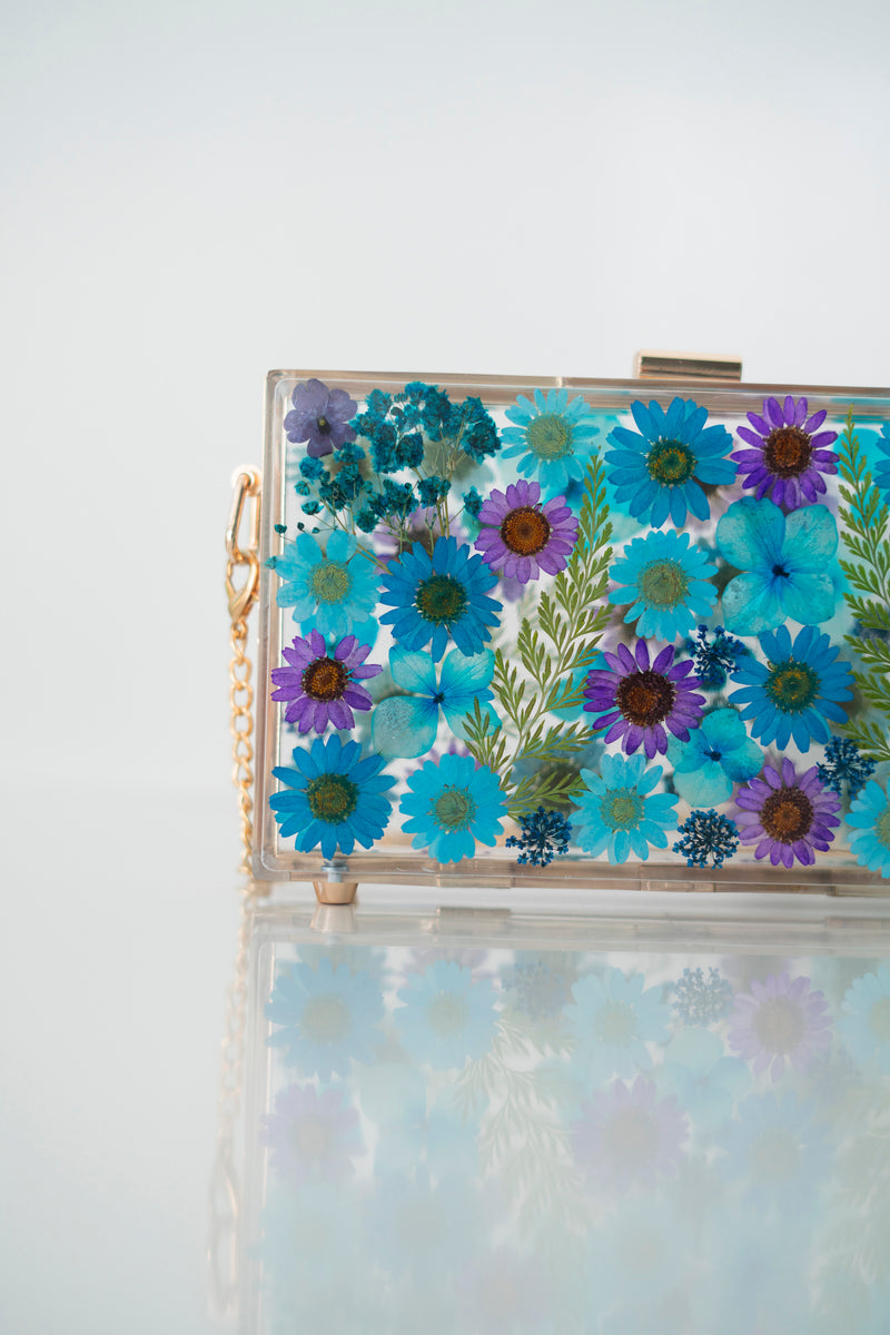 BLUE/PURPLE FLORAL CLUTCH