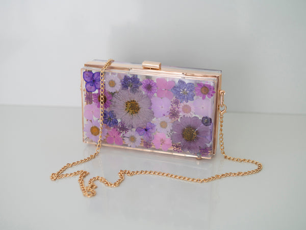 PURPLE FLORAL CLUTCH