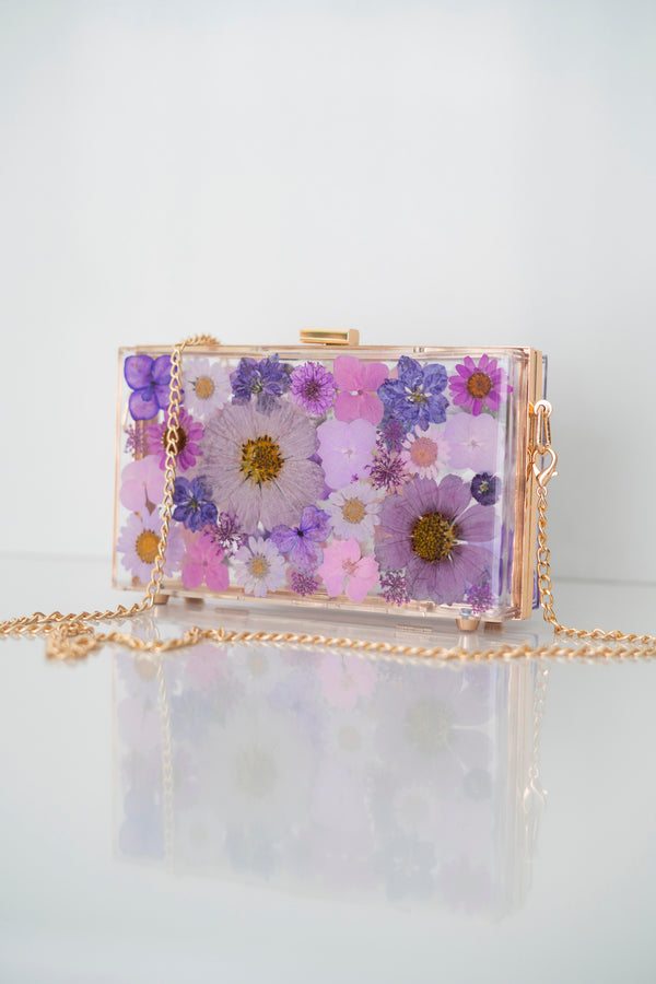 PURPLE FLORAL CLUTCH