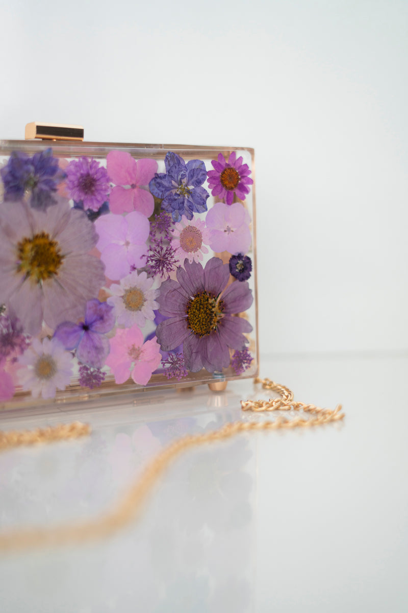 PURPLE FLORAL CLUTCH