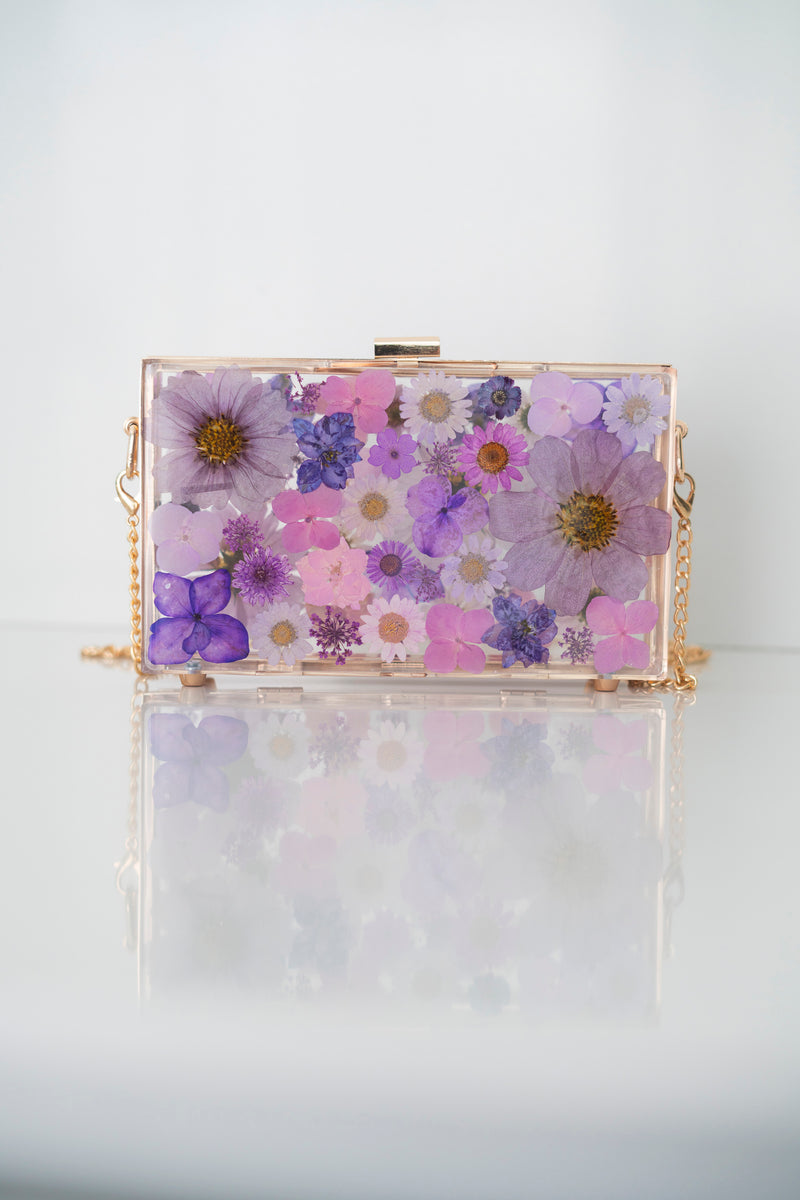 PURPLE FLORAL CLUTCH