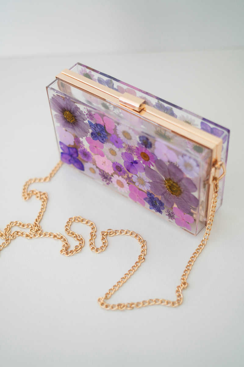 PURPLE FLORAL CLUTCH