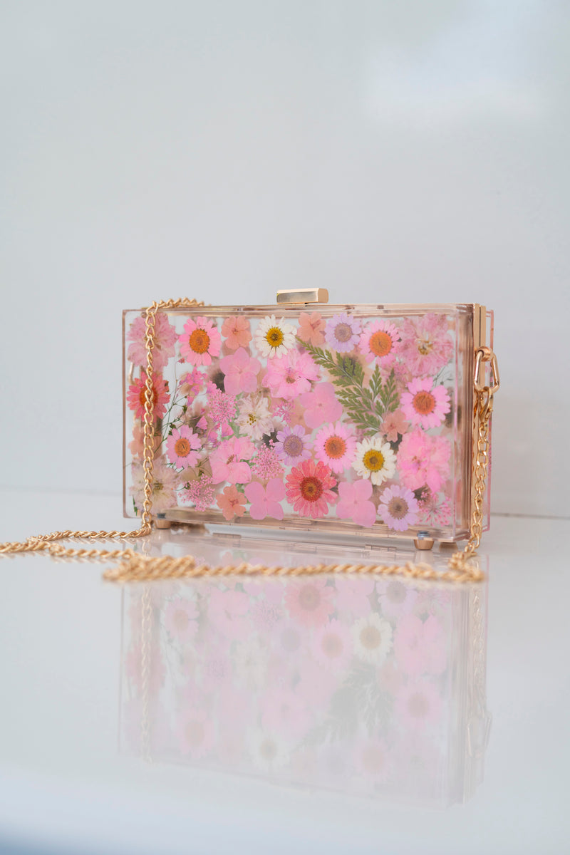 PINK FLORAL CLUTCH