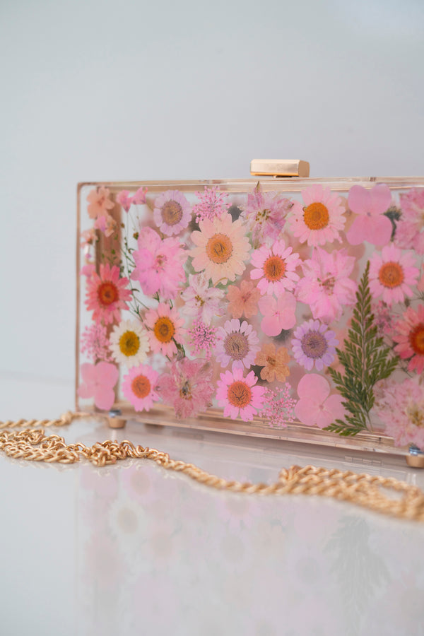 PINK FLORAL CLUTCH